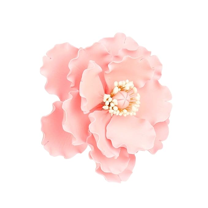 O'Creme Poppy Anemone Gumpaste Sugar Flower, 4.5 Inch - for Cake Decorating - Sugar Paste Decorations for Cakes, Cupcake Toppers - Birthday, Wedding, Valentines, Baby Shower - Set of 3 Pink