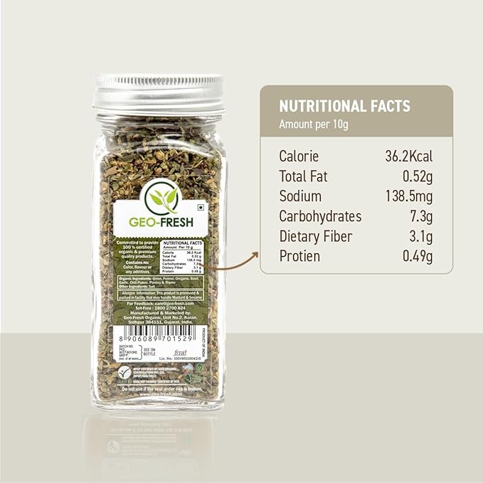 Geo-Fresh Organic Pizza Seasoning, 0.53 oz (15g), Non-GMO, Kosher, 100% Organic Herbs, Gluten Free, USDA Certified