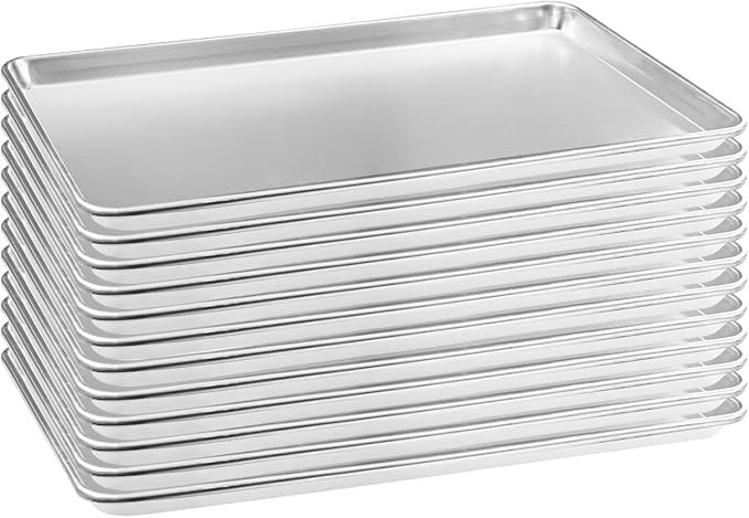 HARDURA Aluminum Baking Sheet Pan 18”L X 13”W X 1”H Cookie Sheet, 12Packs, For Oven in Bakery & Restaurant, Kitchen