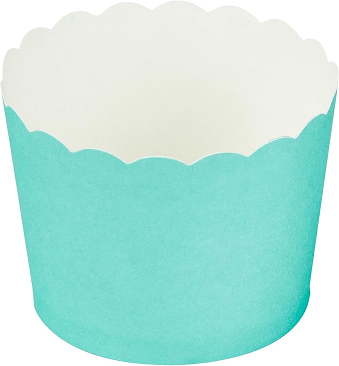 Panificio 3 Ounce Cupcake Wrappers, 200 Scalloped Baking Cups - Oven-Ready, Greaseproof, Turquoise Paper Cupcake Liners, Disposable, For Birthdays, Baby Showers, Or Weddings - Restaurantware