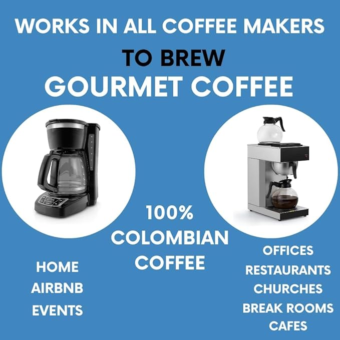 Sarasota Coffee Ground Packets | Colombian Medium Roast | Bulk Packs | Gourmet Columbian Low Acid Mold Free Singles Individual Pouches for 12 Cup Coffee Maker | 1.75 Ounce Bags, 100 Count