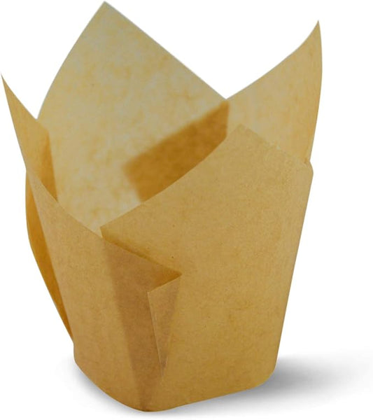 SimpleGood Tulip Baking Cups Cupcake Liners Muffin Liners Greaseproof Paper (100, Unbleached)