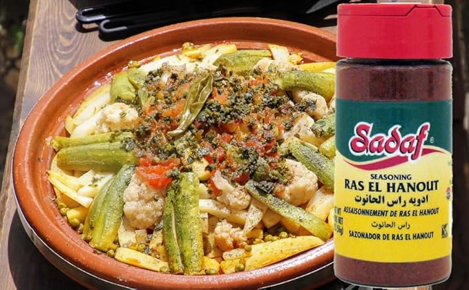 Sadaf Ras El Hanout Seasoning - Ancient Moroccan Blend of Spices - Perfect for your couscous, tagine, b'stila and more (2 Oz bottle)