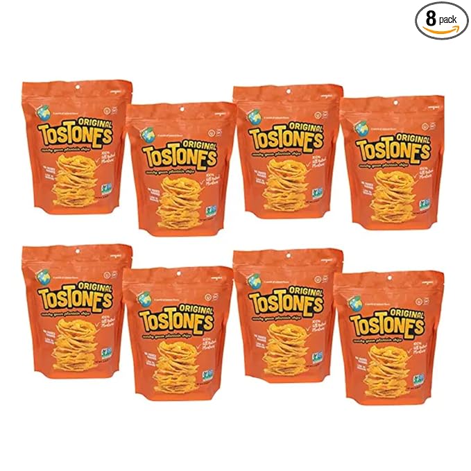 TOSTONES, Green Plantains, Re-Sealable Bag, Crunchy chips, Plantains, Flower Oil and Salt, 3.53 Oz per Unit, ORIGINAL Flavored, 8 Pack,