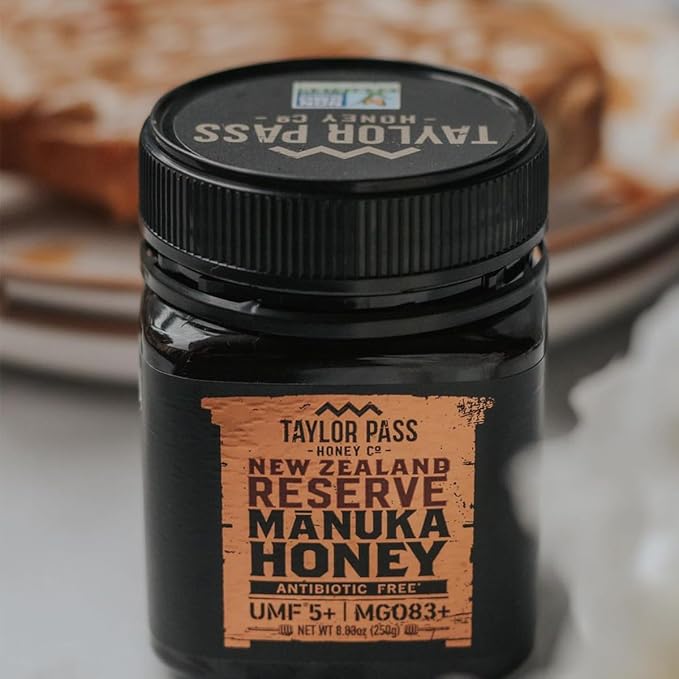 Taylor Pass Honey Co Manuka Honey UMF 5+ MGO 83+ | Monofloral New Zealand Honey | Sustainable, Non-GMO, Halal, UMF Certified | BPA-Free Jar | 8.83 oz