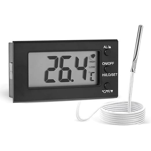 Digital Oven Thermometer -58°F to 572°F/-50°C-300°C, Thermometer with Probe, High Low Temperature Alarm, LCD, Celsius/Fahrenheit LXSZRPH (Black)