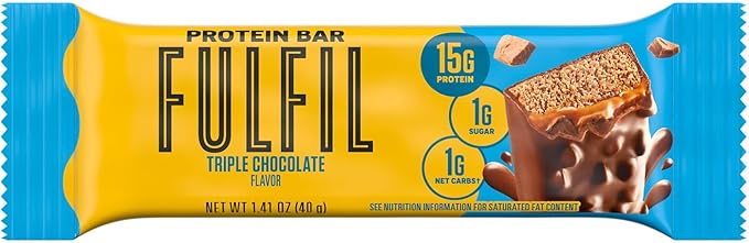 FULFIL Protein Snack Bars Flavored, Triple Chocolate, Gluten Free with 15g Protein, Pantry Staples, 12 Count