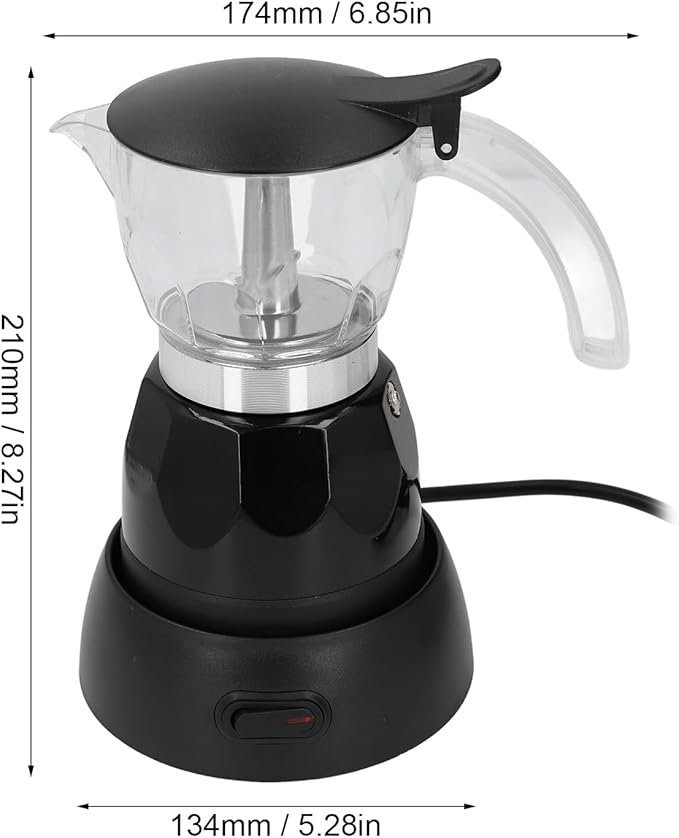 Asixxsix Electric Espresso Maker, 150ML Electric Espresso Coffee Maker, Electric mocha Pot with Detachable Base, Aluminum Electric Mocha Pot, Coffee Machine for Home Kitchen Office