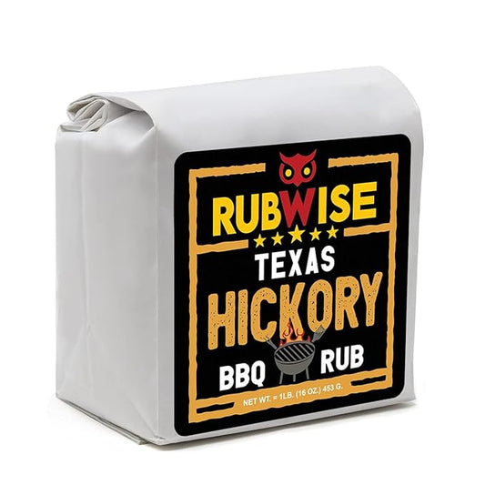 RubWise Texas Style BBQ Hickory Rub (1lb) No MSG | Meat Seasoning Spice & Dry Rub for Smoking and Grilling | Brisket Rub for Smoker, Chicken, Ribs, Pork | Smoke Powder Designed for Pellet Grill