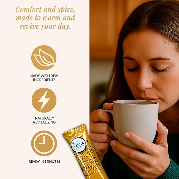 Aarna Instant Ginger Chai, Spiced Tea Powder Mix, Authentic Chai With Natural Flavour, Makes 10 Cups
