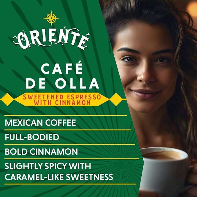 Oriente Sweetened Espresso with Cinnamon Coffee Pods, 18 ct, Dark Roast Flavored Cuban Inspired Coffee in Recyclable Single Serve Pods - 100% Arabica Beans, Compatible with Keurig K Cups Maker