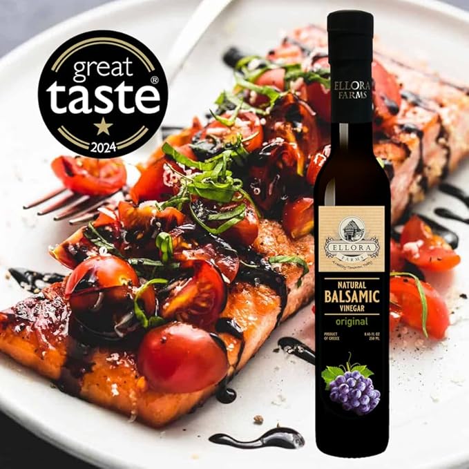Ellora Farms, Plain Natural Balsamic Vinegar, Award-Winning, Thick and Creamy, No-added Sugars, No-Preservatives, Glass Bottle, 8.45 oz., Pack of 1