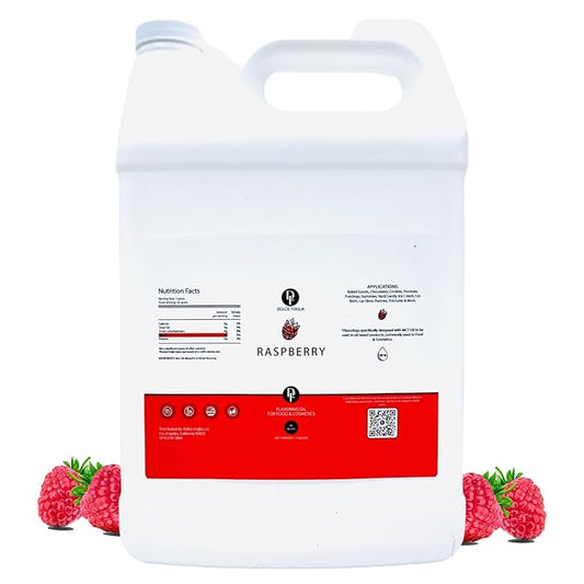 Dolce Flav Raspberry Extract (Oil-Soluble) 1 Gallon ??Kosher, Sugar-Free, Concentrated Raspberry Flavoring for Chocolates, Candies & Baking