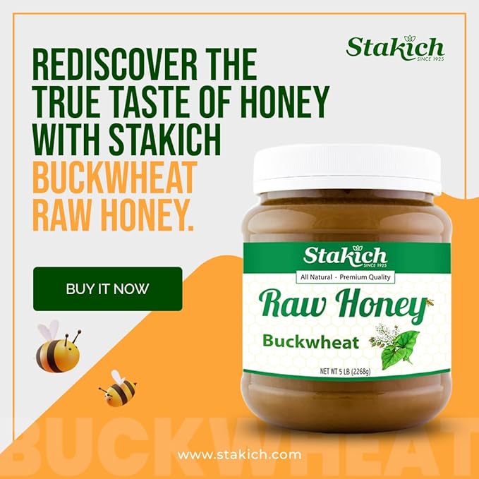Stakich Buckwheat Antioxidant Raw Honey - Pure, Unprocessed, Unheated, Kosher (40 Ounce)