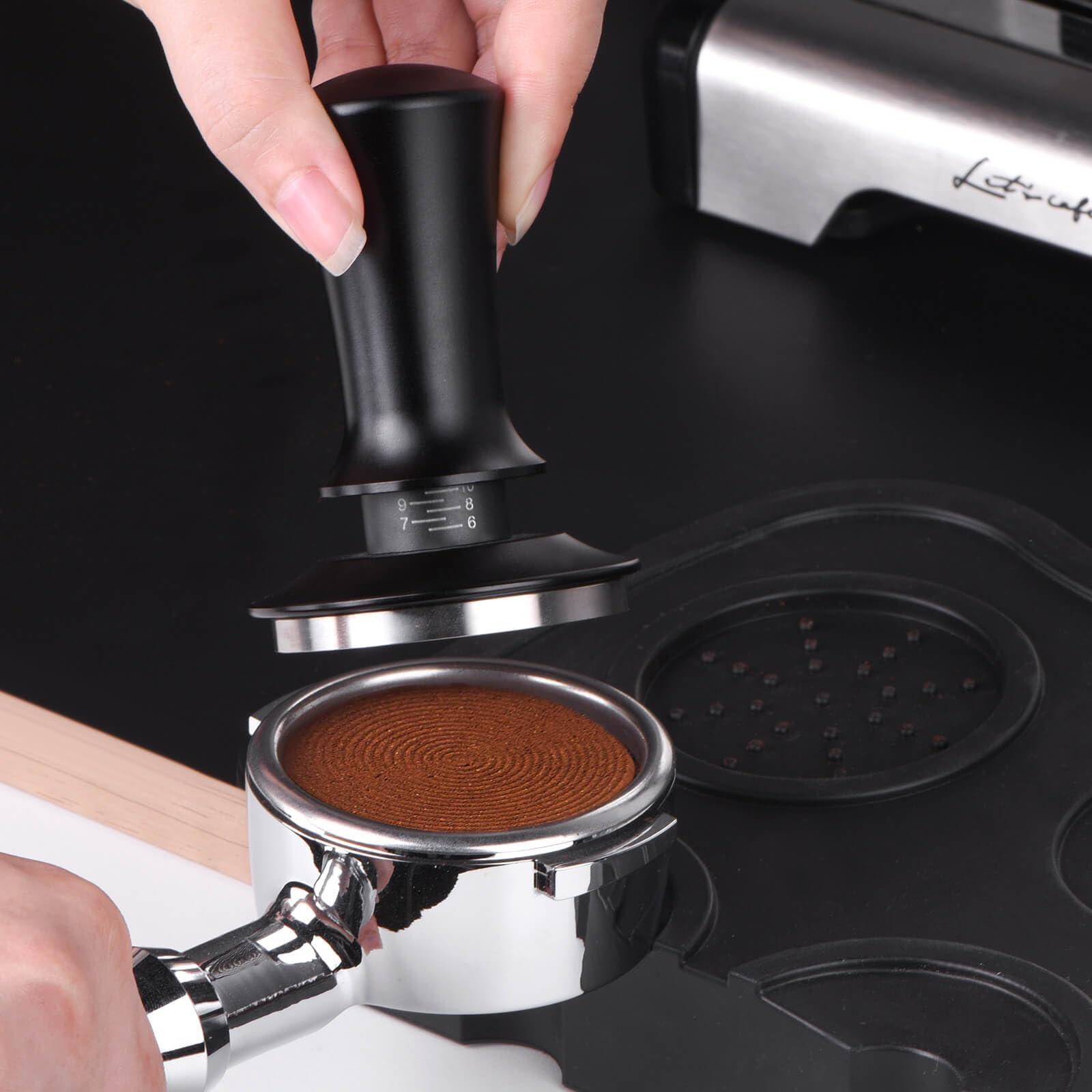 Attsky 51mm Spring Loaded Depth Adjustable Espresso Tamper for Portafilter