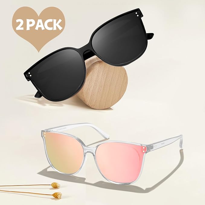 LVIOE Oversized Polarized Sunglasses for Women Trendy Large Cat Eye UV Protection Shade LS1627s
