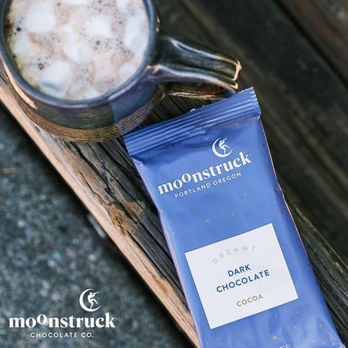 Moonstruck Chocolate Single Serve Dreamy Dark Chocolate Hot Chocolate Packets, 8 Count (Pack of 1)