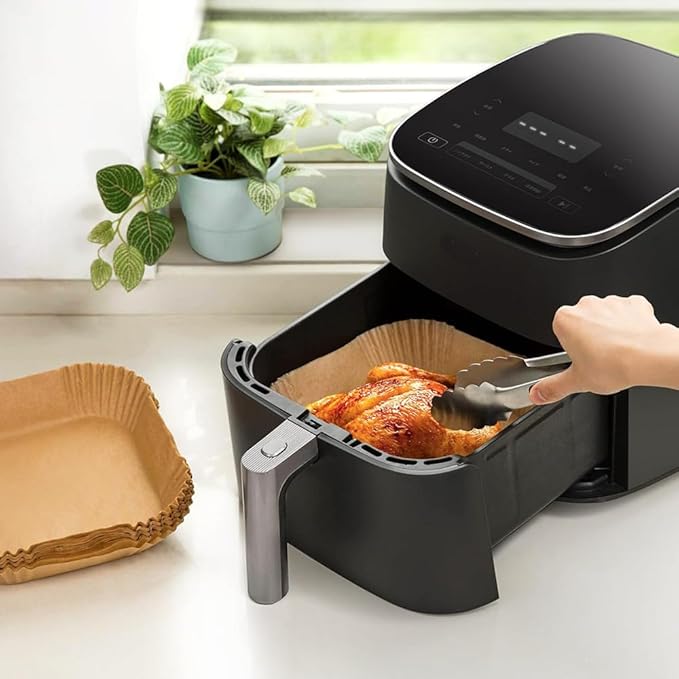 8'' Air Fryer Liners Disposable 100pcs - Non Stick Grease Proof Parchment Paper, Fits 5-8 Quart Baskets & Oven Baking