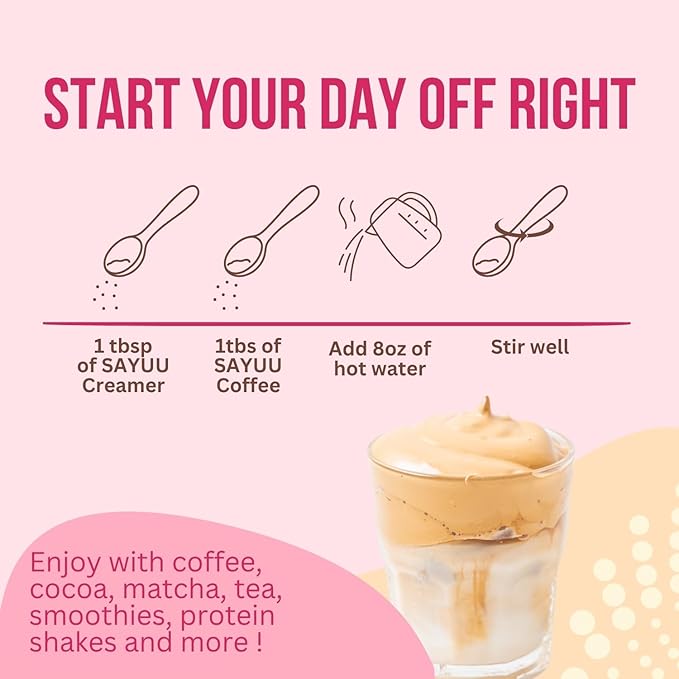 SAYUU Functional Probiotic Creamer With Mushrooms ??Enriched With Powerful Adaptogenic Mushrooms Like Lion's Mane, Reishi, And Cordyceps For Energy, Focus, And Stress Relief (30 Servings)