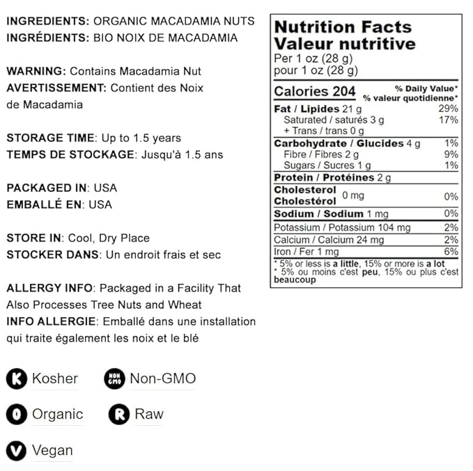 Food to Live Organic Whole Macadamia Nuts, 2 Pounds – Non-GMO, Raw, Shelled, Unsalted, Kosher, Vegan, Bulk. Keto Snack. Buttery Flavor. Good Source of Fiber, Healthy Fats. Perfect for Desserts.