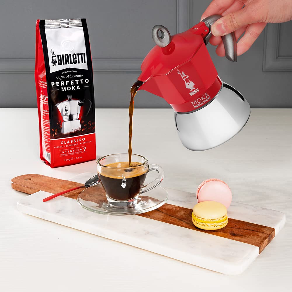 Bialetti - Moka Induction, Moka Pot, Suitable for all Types of Hobs, 6 Cups Espresso (9.4 Oz), Red