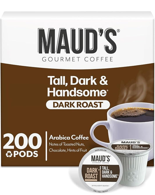 Maud's Dark Roast Coffee Pods, 200ct, Recyclable Single Serve Pods – 100% Arabica Coffee, Compatible with Keurig K Cups Maker