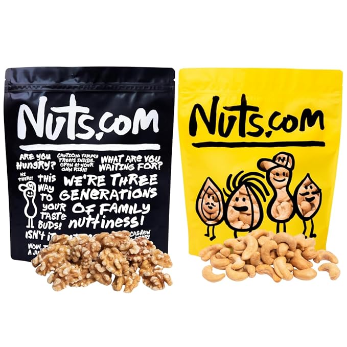 Roasted Cashews (Lightly Salted, 2lb) & Organic Walnuts (Raw, No Shell, 2lb) ??Vegan, Gluten-Free Snacks ??Rich in Protein, Fiber, Healthy Fats ??Perfect for On-the-Go, Office, & Home Snacking