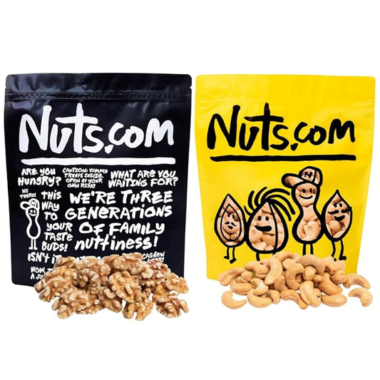 Roasted Cashews (Lightly Salted, 2lb) & Organic Walnuts (Raw, No Shell, 2lb) ??Vegan, Gluten-Free Snacks ??Rich in Protein, Fiber, Healthy Fats ??Perfect for On-the-Go, Office, & Home Snacking