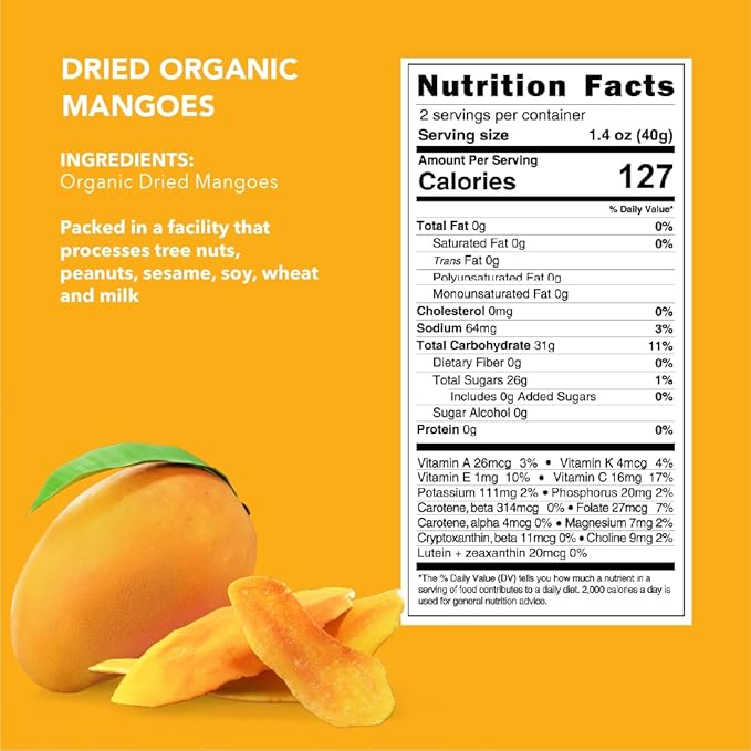 Earthside Farms Dried Organic Mangoes 2.8oz, 6 Pack – No Sugar Added, Gluten-Free, Vegan Snack – Naturally Sweet Dried Fruit – Perfect Healthy On-the-Go Snack for Work, School, Travel