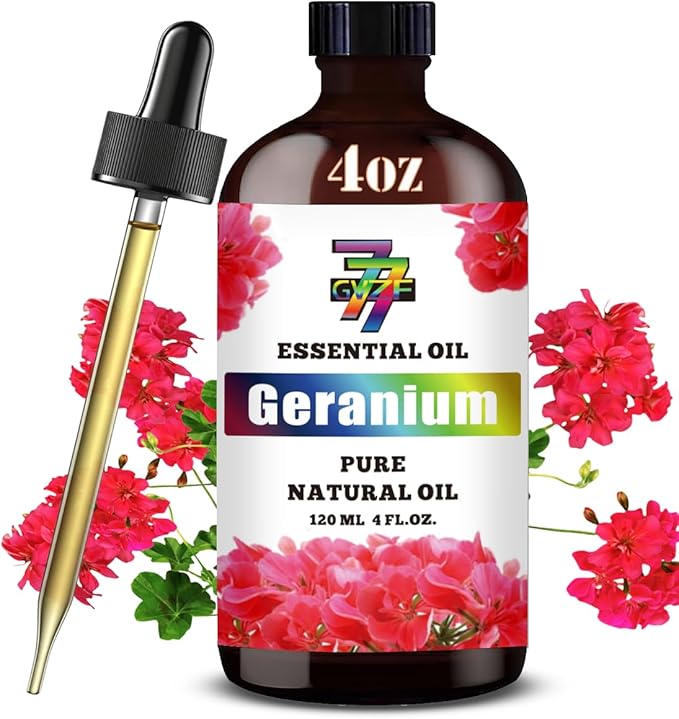 Geranium Essential Oil (4 oz/120 ml) ??Geranium Oils for Aromatherapy, diffusers, humidifiers, Home fragrances, DIY Skincare, soap Making, DIY Candle, Relaxation, Yoga, and Meditation