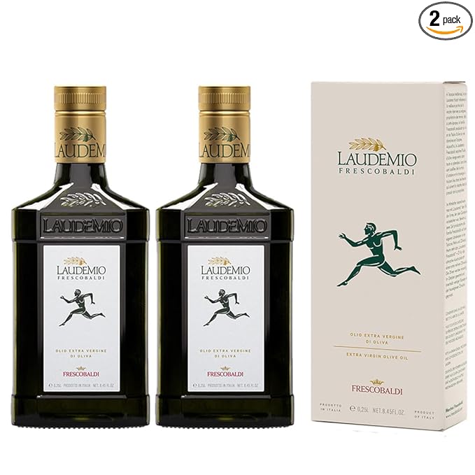 Frescobaldi Laudemio Extra Virgin Olive Oil, 8.45 FL Oz, 250ml, 2 Pack, Premium, Award Winning Product of Tuscany, Italy, Fruity & Peppery Flavor, Smooth & Robust Low Acidity, Rich in Polyphenols