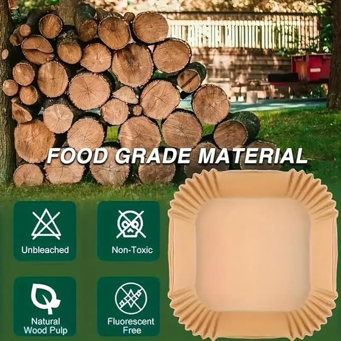 200 Pcs Air Fryer Liners Disposable, 8 Inch (20cm) Square, Thickened Non-Stick Parchment Paper - Disposable Baking Paper for Frying - Microwave, Oven ??Kitchen Must-Have Air Fryer Basket