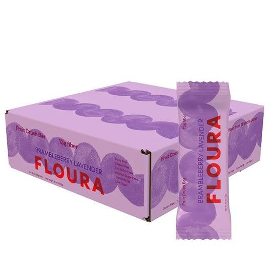 Floura Brambleberry Lavender Fruit-Forward Fiber Bars??High Fiber, Vegan, Gluten & Dairy Free, Low Calorie Healthy Snack Bars with Upcycled Produce for Gut Health [10 Pack]