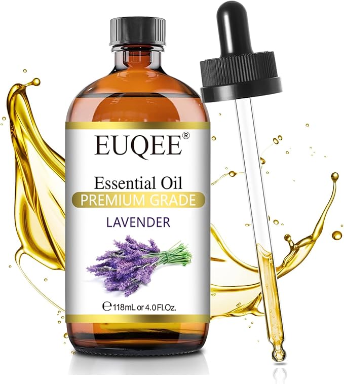 Lavender Essential Oil 118mL Pure Lavender Oil Large Capacity Essential Oil with Glass Dropper for Diffuser, DIY Candle - 4Fl. Oz