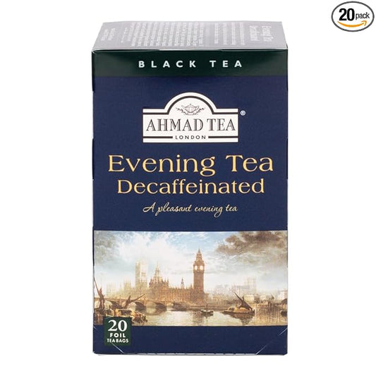 Ahmad Tea Black Tea, Decaffeinated Evening Teabags, 20 ct (Pack of 1) - Decaffeinated & Sugar-Free