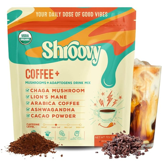 Shroovy Organic Mushroom Coffee | Lion's Mane and Chaga Mushroom | Instant Mushroom Coffee |