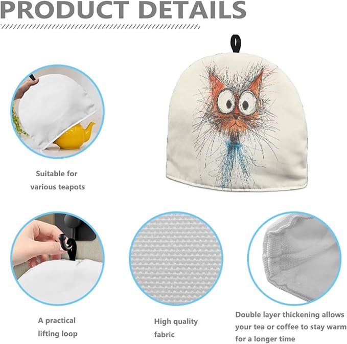 Cat Teapot Insulation Cover Tea Decorative Teapots Cozy with Top Handle Fit Breakfast Warmer Covers Dust Proof Household Tea Drink Protector
