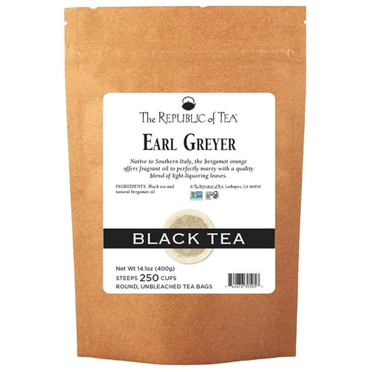 The Republic of Tea - British Earl Greyer Tea Refill Bag, 250 Tea Bags, Gourmet Black Tea, Caffeinated
