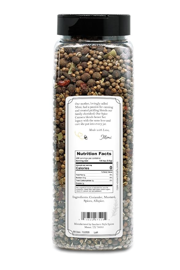 Spice Canners by Raw Essentials Original Pickling Spice ??Bold, Zesty Blend for Homemade Pickles & Brines ??Ideal for Cucumbers, Carrots & Green Beans ??Non-GMO, Gluten-Free, Vegan, Paleo ??14 oz