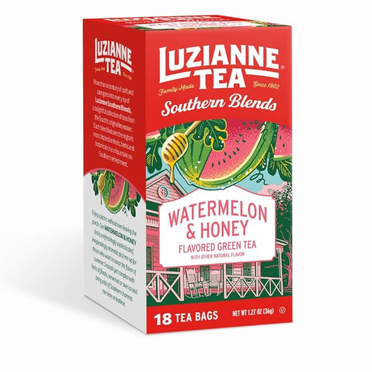 Luzianne Southern Blends Watermelon & Honey Flavored Herbal Tea Bags, 18ct Box (Pack of 1)
