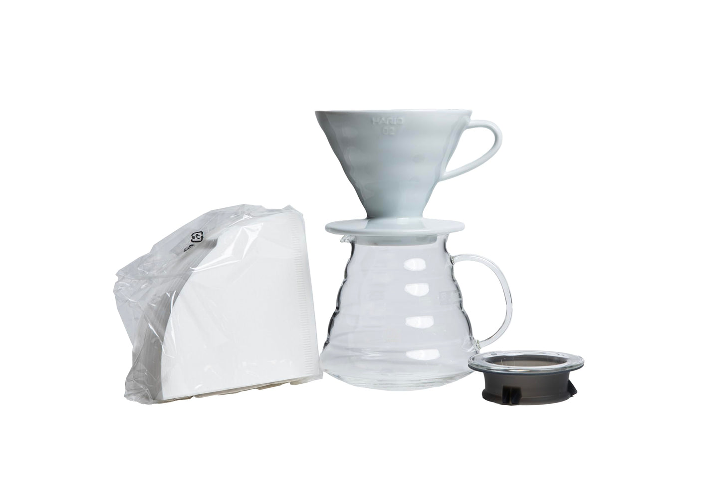 Hario V60 Coffee Pour Over Kit Bundle Set - Comes with Ceramic Dripper, Range Server Glass Pot