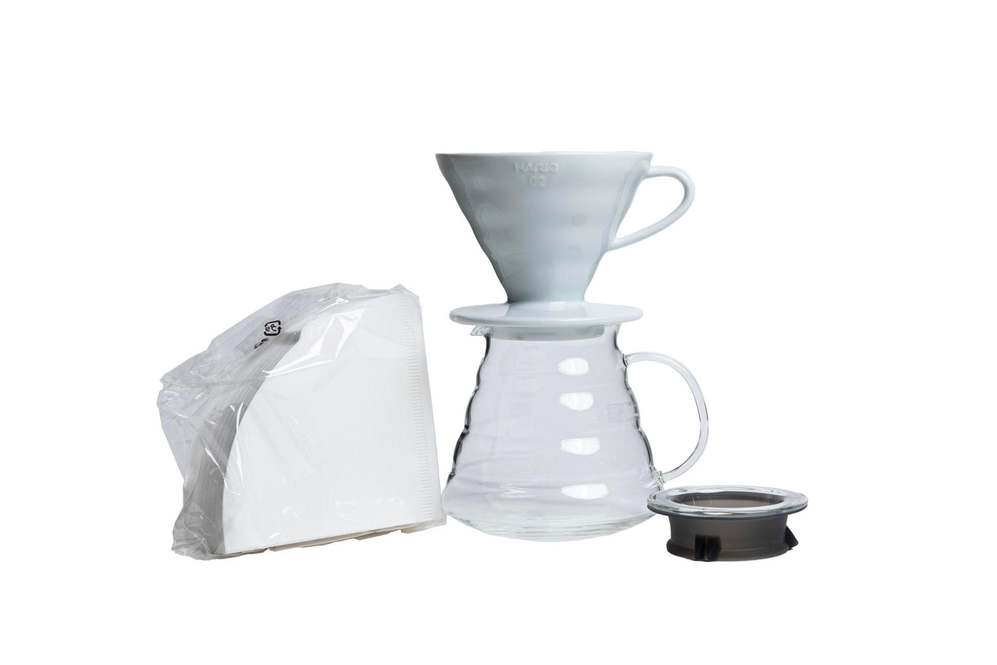 Hario V60 Coffee Pour Over Kit Bundle Set - Comes with Ceramic Dripper, Range Server Glass Pot
