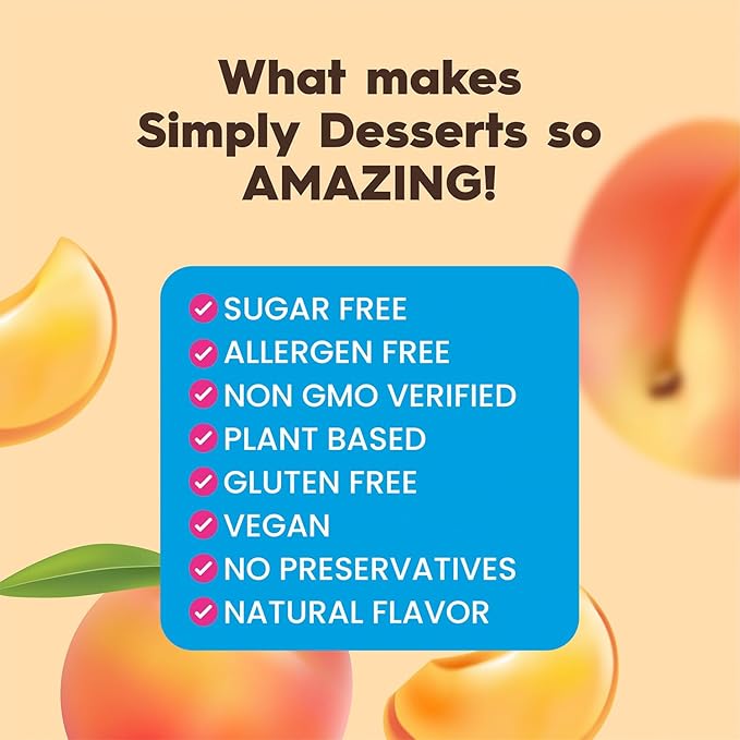 Simply Desserts Sugar-Free Peach Jel, 6-Pack ??Vegan Dessert, Keto Snacks, Diabetic Friendly & Kosher, 1.7 Oz Ea