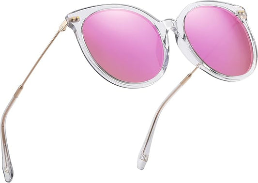 DUCO Oversized Polarized Sunglasses Womens Trendy Mirrored Shades Retro Round Vintage Light Weight UV400 Sun Glasses W016