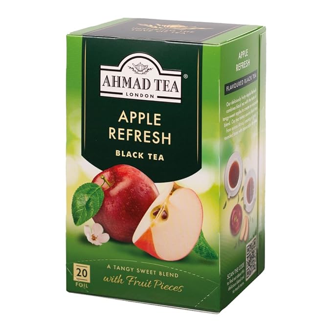 Ahmad Tea Apple Refresh Black Tea, 20-Count Tea Bags (Pack of 6)