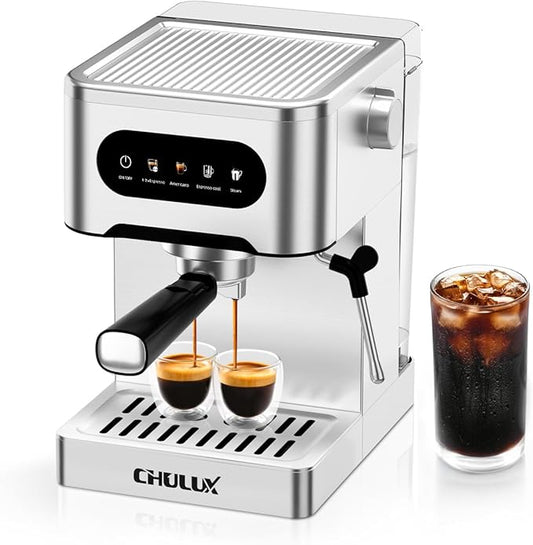 CHULUX Touchscreen Espresso Machine with Steam Wand, Cold Brew Espresso Coffee Maker for Cappucino, Americano