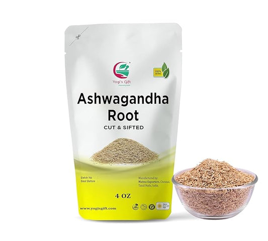 Ashwagandha Root 4 oz | Dried Ashwagandha Herb | 100% Naturally Dried | Withania Somnifera | Best Particle Size For Making Tea | by Yogi's Gift짰