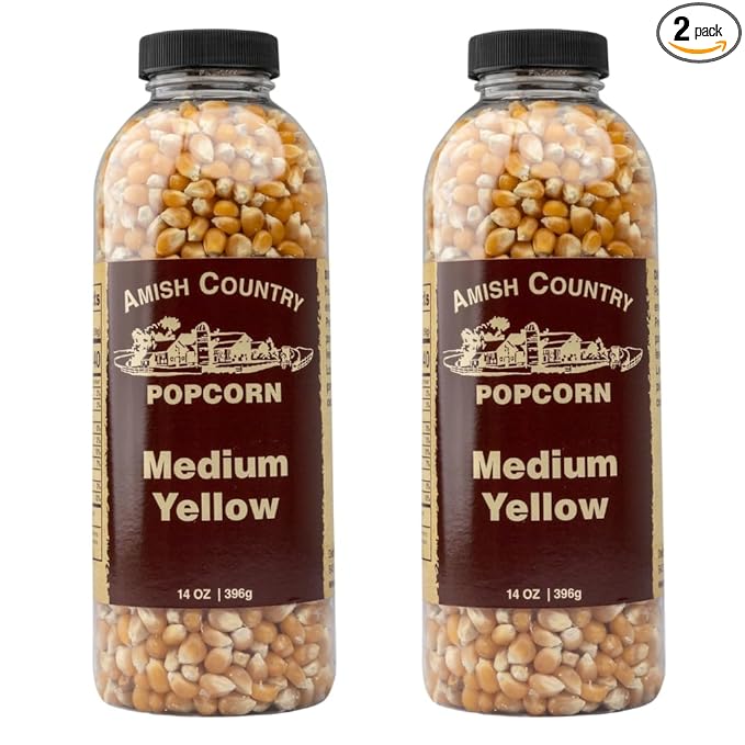 Amish Country Popcorn | 2-14 oz Bottles | Medium Yellow Popcorn Kernels | Old Fashioned, Non-GMO and Gluten Free (2-14 oz Bottles)