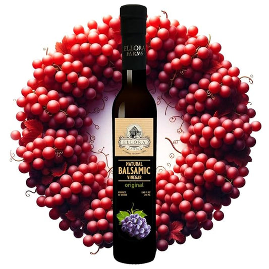 Ellora Farms, Plain Natural Balsamic Vinegar, Award-Winning, Thick and Creamy, No-added Sugars, No-Preservatives, Glass Bottle, 8.45 oz., Pack of 1