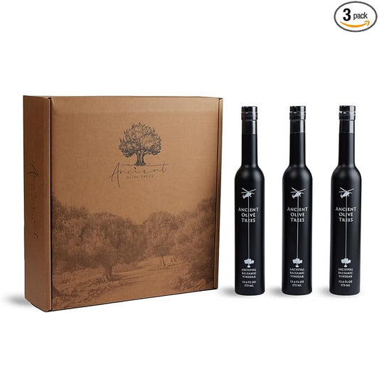 ANCIENT OLIVE TREES - Balsamic Vinegar | Aceto Balsamico di Modena IGP | Perfect for Any Sauce, Marinade, Salad, Fruit, or Vegetable Dish | 12.6 FL. OZ. | 3 CT